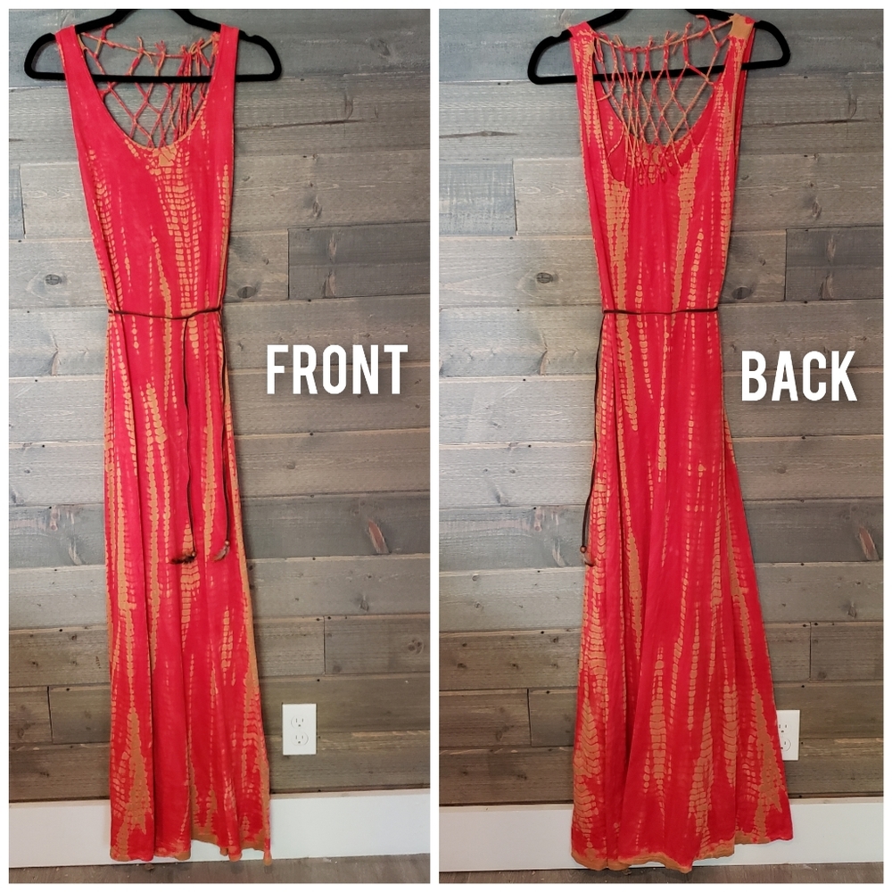 Vintage Buffalo David Bitton Maxi Dress Orange - Picture 1 of 10